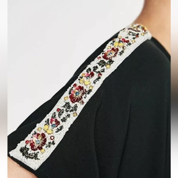 ZARA WOMAN BLACK LONG JUMPSUIT WITH BEADED SHOULDER STRIPE 8209/733/529 Small - Picture 3 of 15